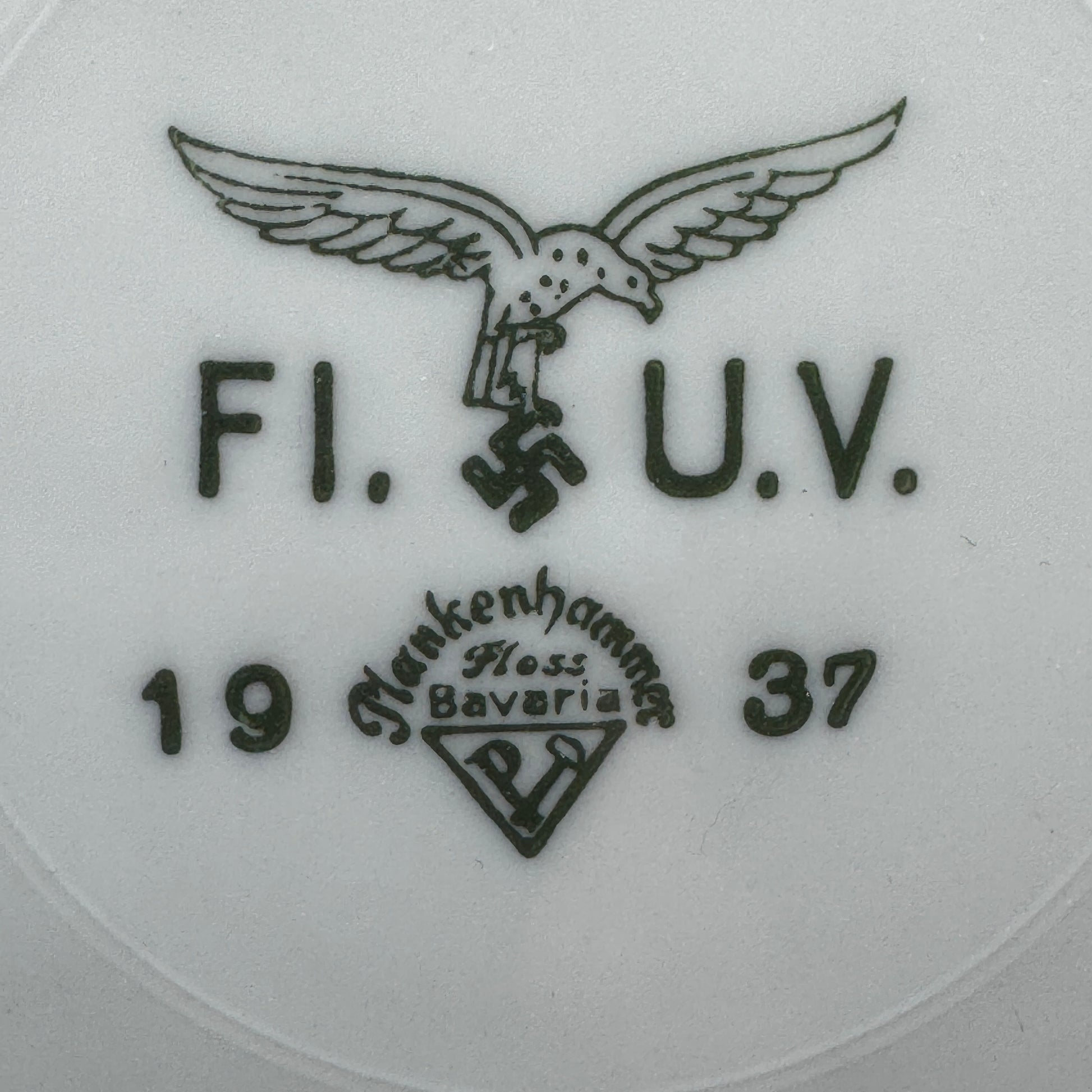 WW2 original artifact – Luftwaffe dinner plate 1937 Plankenhammer – interior detail