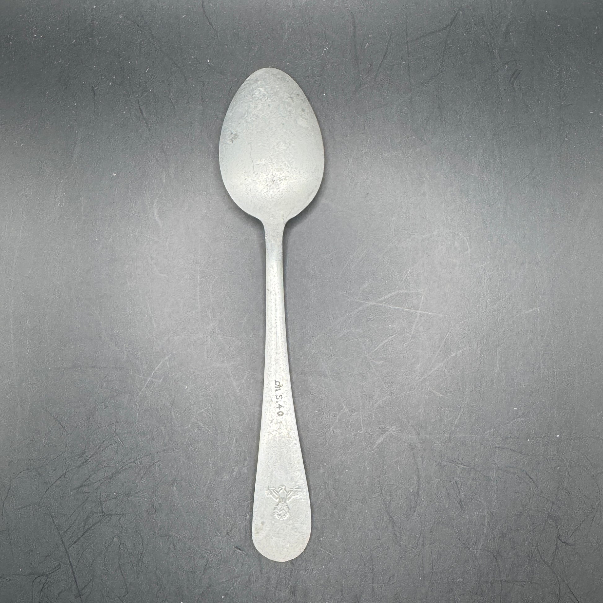 WW2 original artifact – Wehrmacht Aluminium Tea Spoon 1940 – interior detail