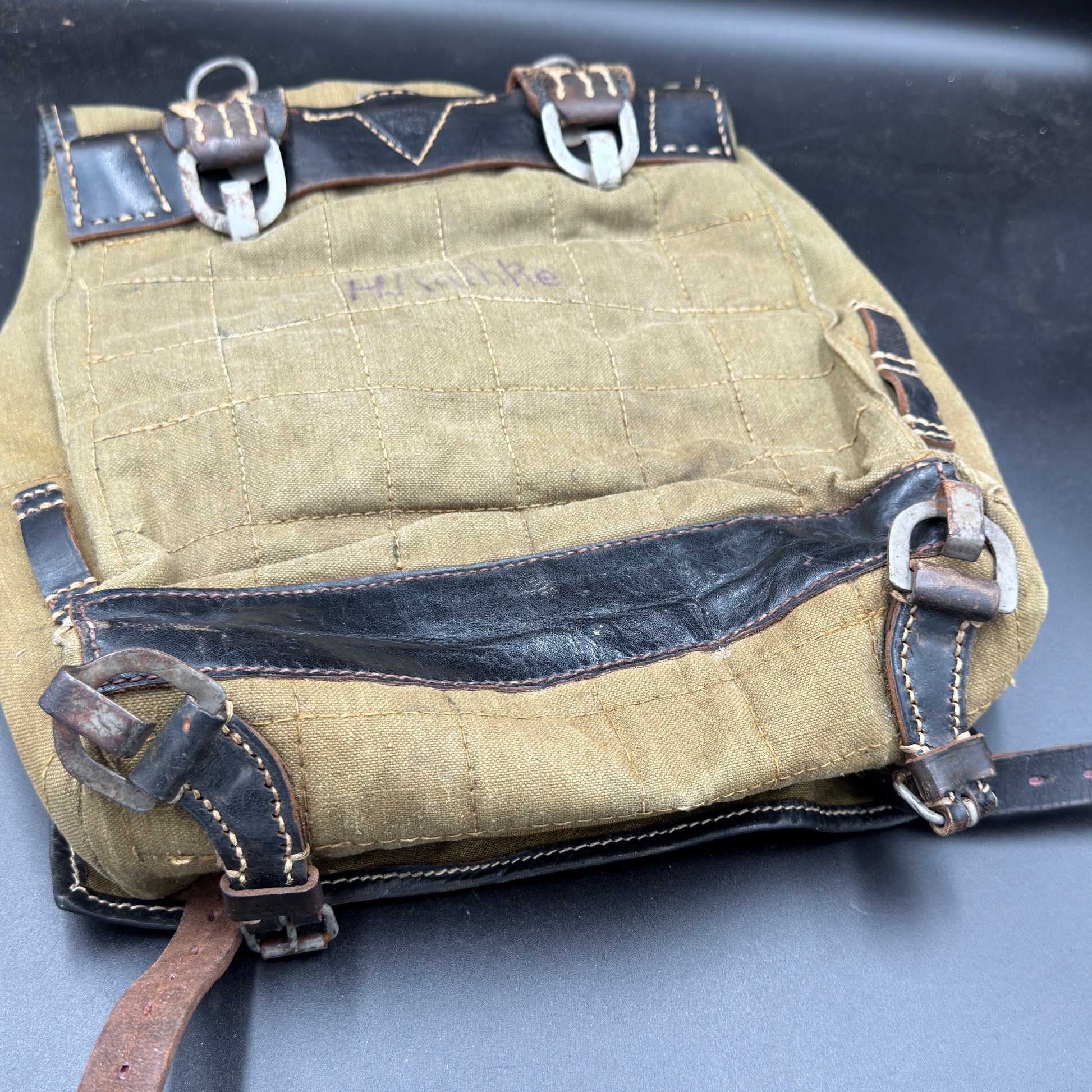 WW2 original artifact – Wehrmacht backpack Tornister by Franz Brehme 1942 – interior detail