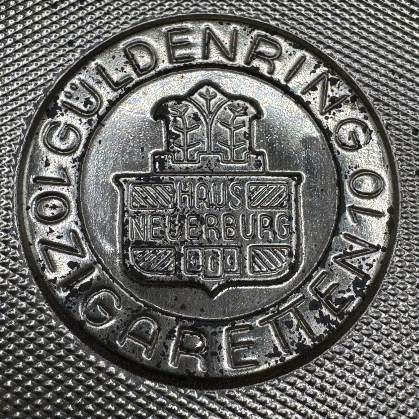 WW2 original artifact – WW2 German Haus Neuerburg cigarette case small – interior detail