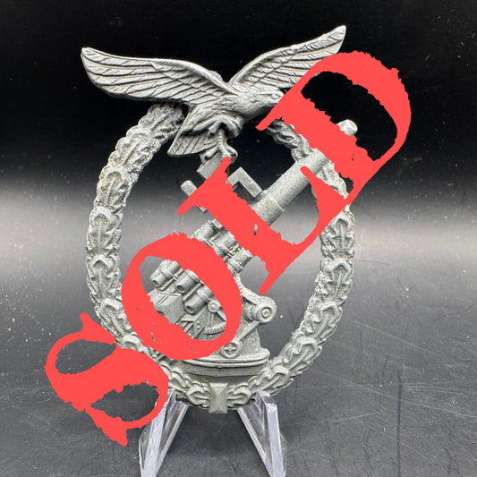 WW2 original artifact – Luftwaffe flak badge by Gustav Brehmer – AxisArtifacts