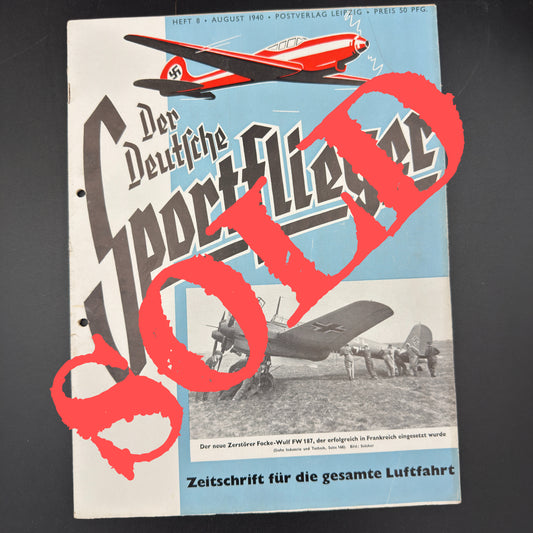 WW2 original artifact – Der Deutsche Sportflieger August 1940 – AxisArtifacts