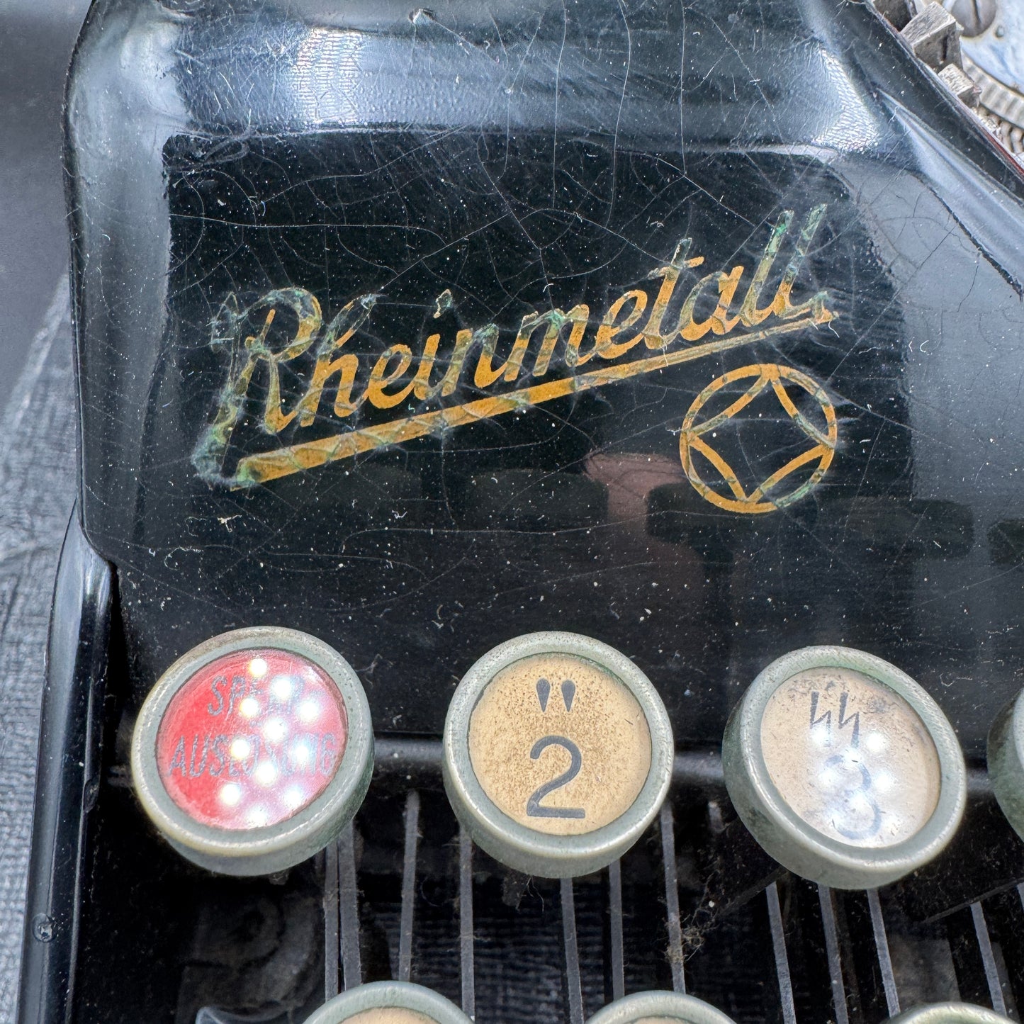 Rheinmetall manufacturer logo on WWII German typewriter