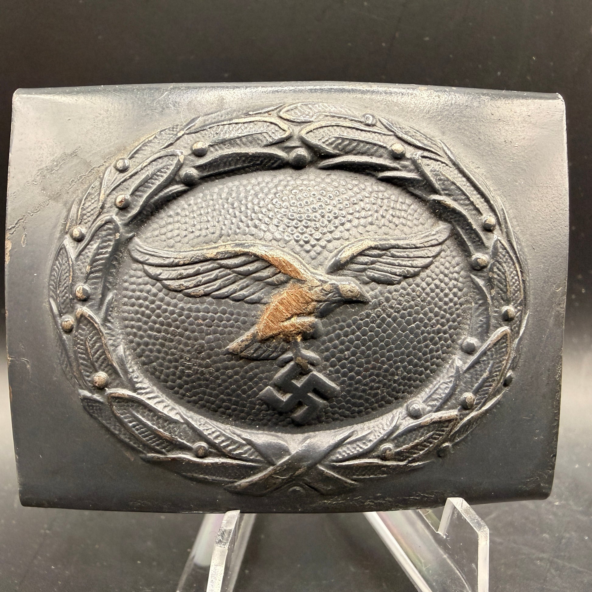 WW2 original artifact – Luftwaffe steel belt buckle by Noelle & Hueck 1942 – AxisArtifacts