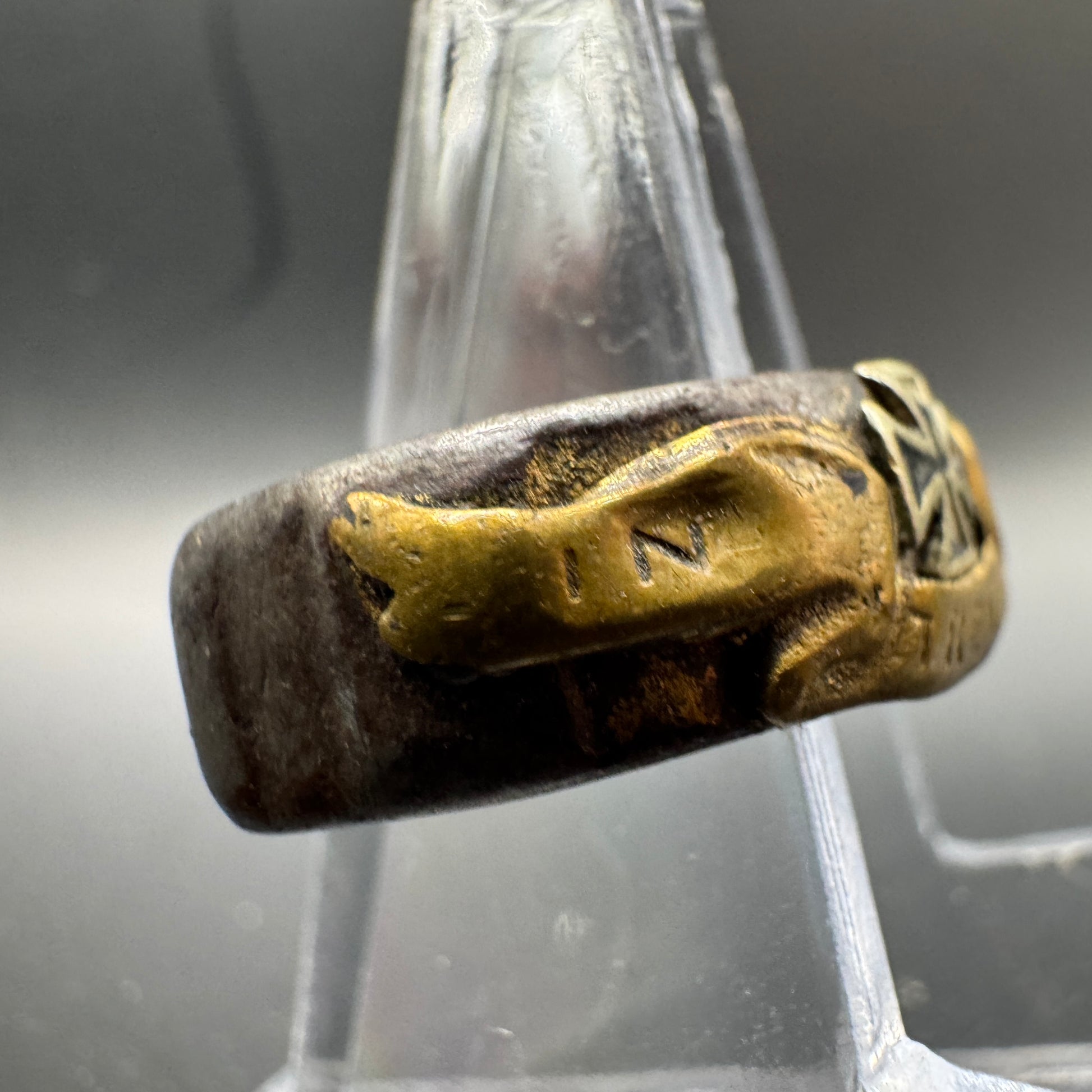 WW2 original artifact – Trenchart ring with iron cross 18mm – interior page