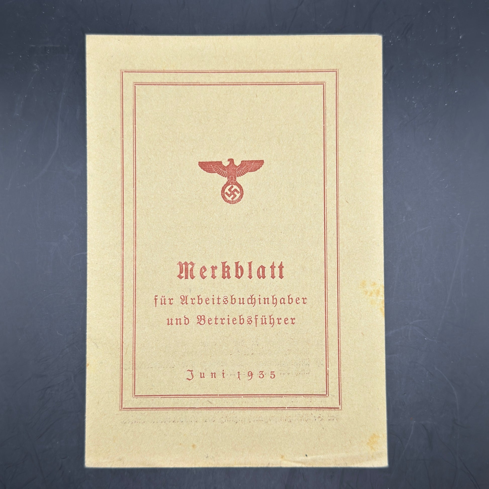 WW2 original artifact – Arbeitsbuch + Ausweiskarte Kindergärtnerin NSDAP – interior page