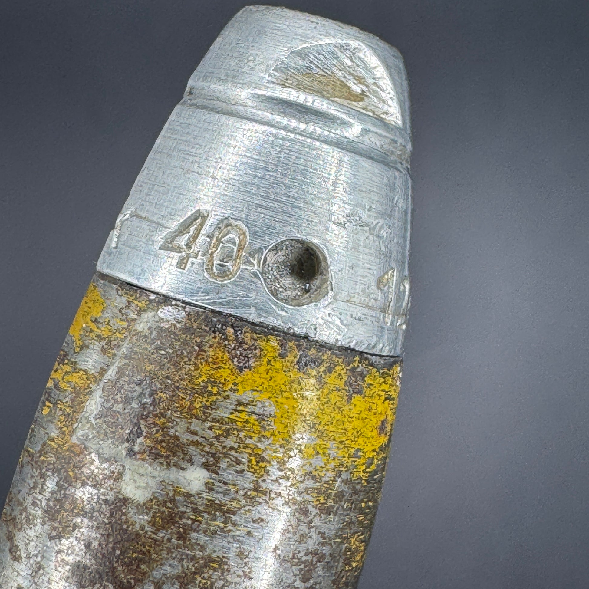 WW2 original artifact – 20mm FLAK High-Explosive Round with Dissected Tracer – interior page