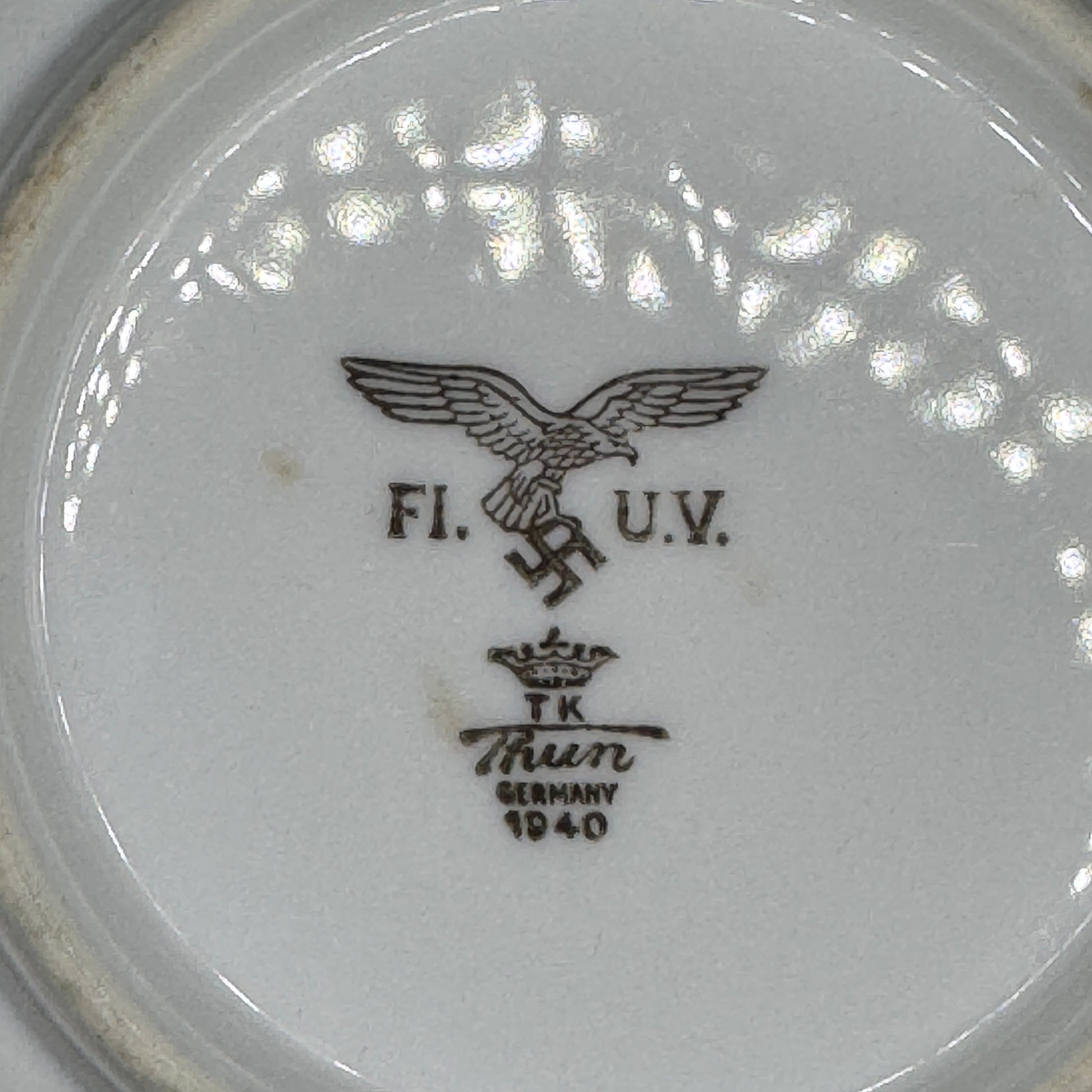 WW2 original artifact – WW2 German Luftwaffe Inventory Soup Bowl FI U.V. 1940 – interior page