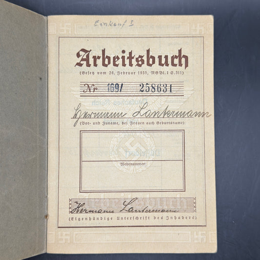 WW2 original artifact – Arbeitsbuch Rheinmetall – interior detail