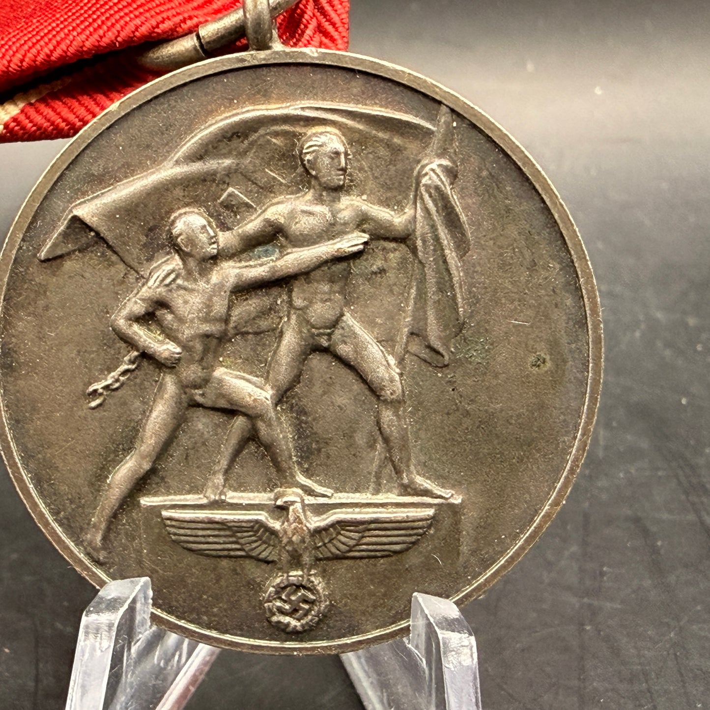 WW2 original artifact – Anschluss Medal (Austria Annexation) with Original Ribbon – interior page