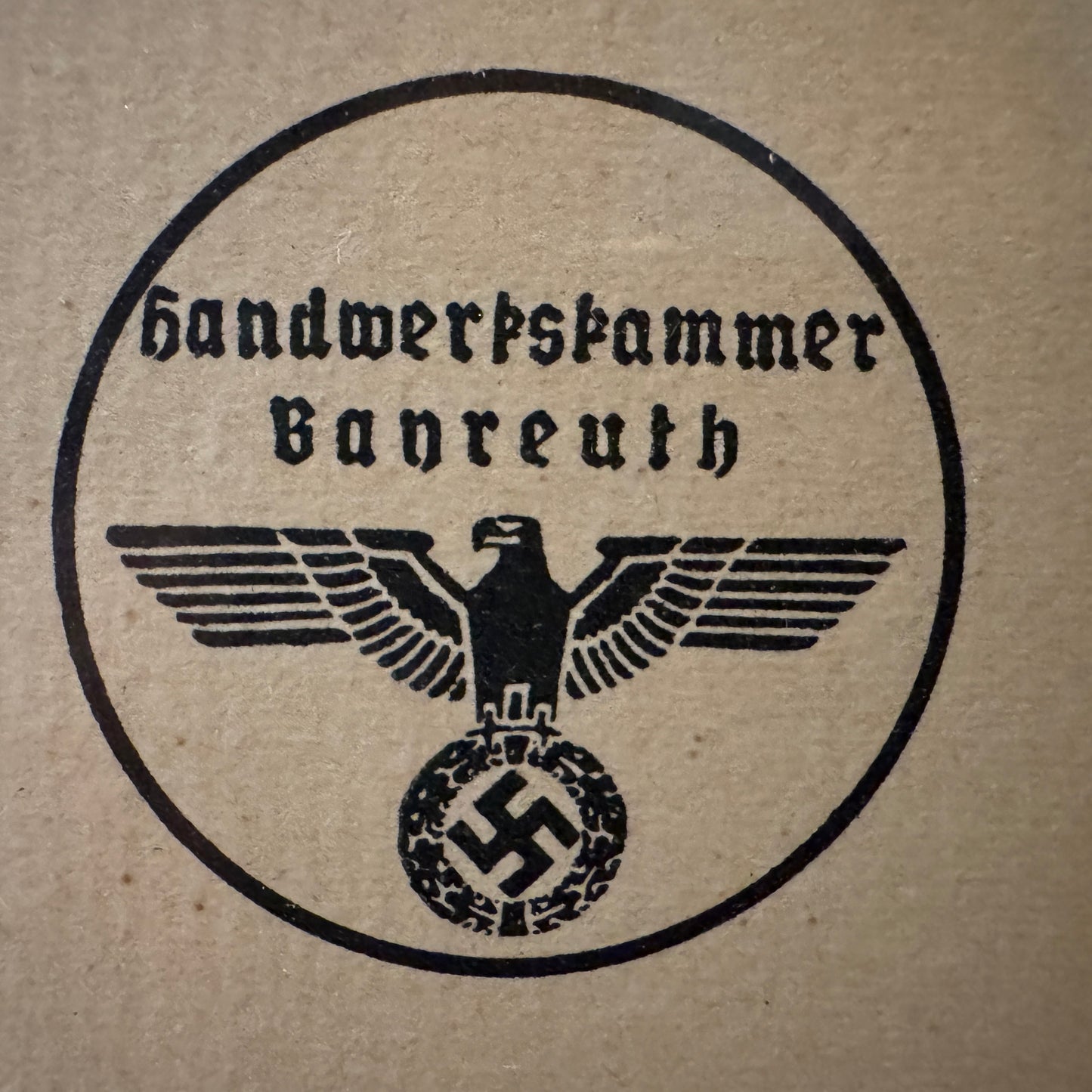 WW2 original artifact – Unique Framed Meisterbrief for a Locksmith – Bayreuth, 1940 – interior detail