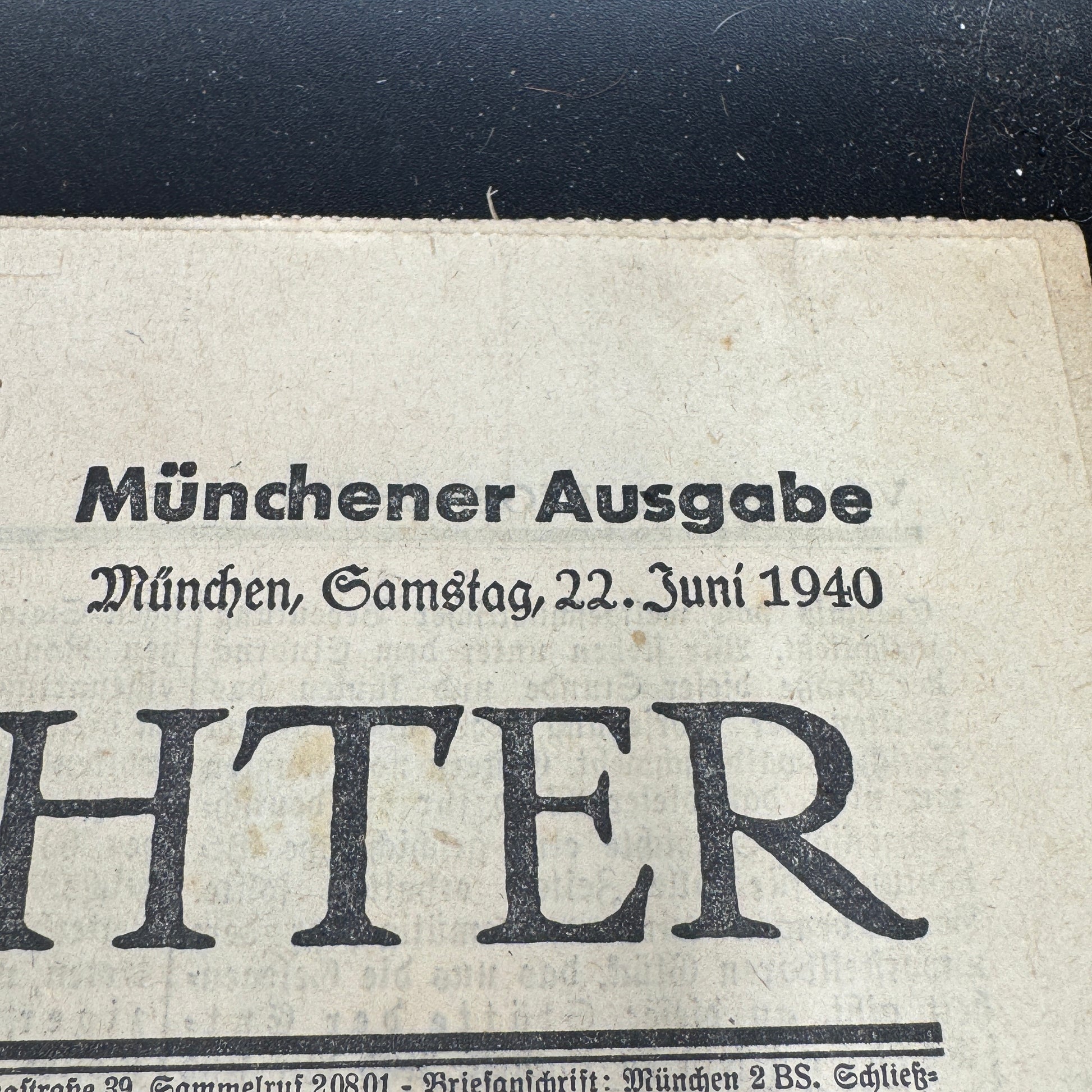 WW2 original artifact – Völkischer Beobachter June 22 1940 – interior detail