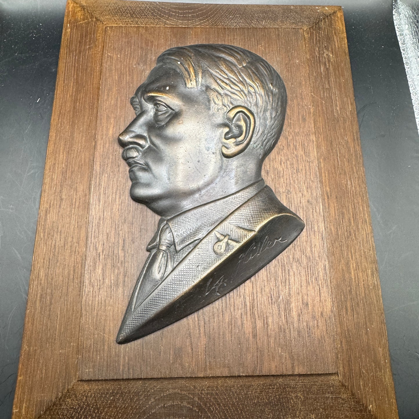 WW2 original artifact – Adolf Hitler bronze wall plaque – AxisArtifacts