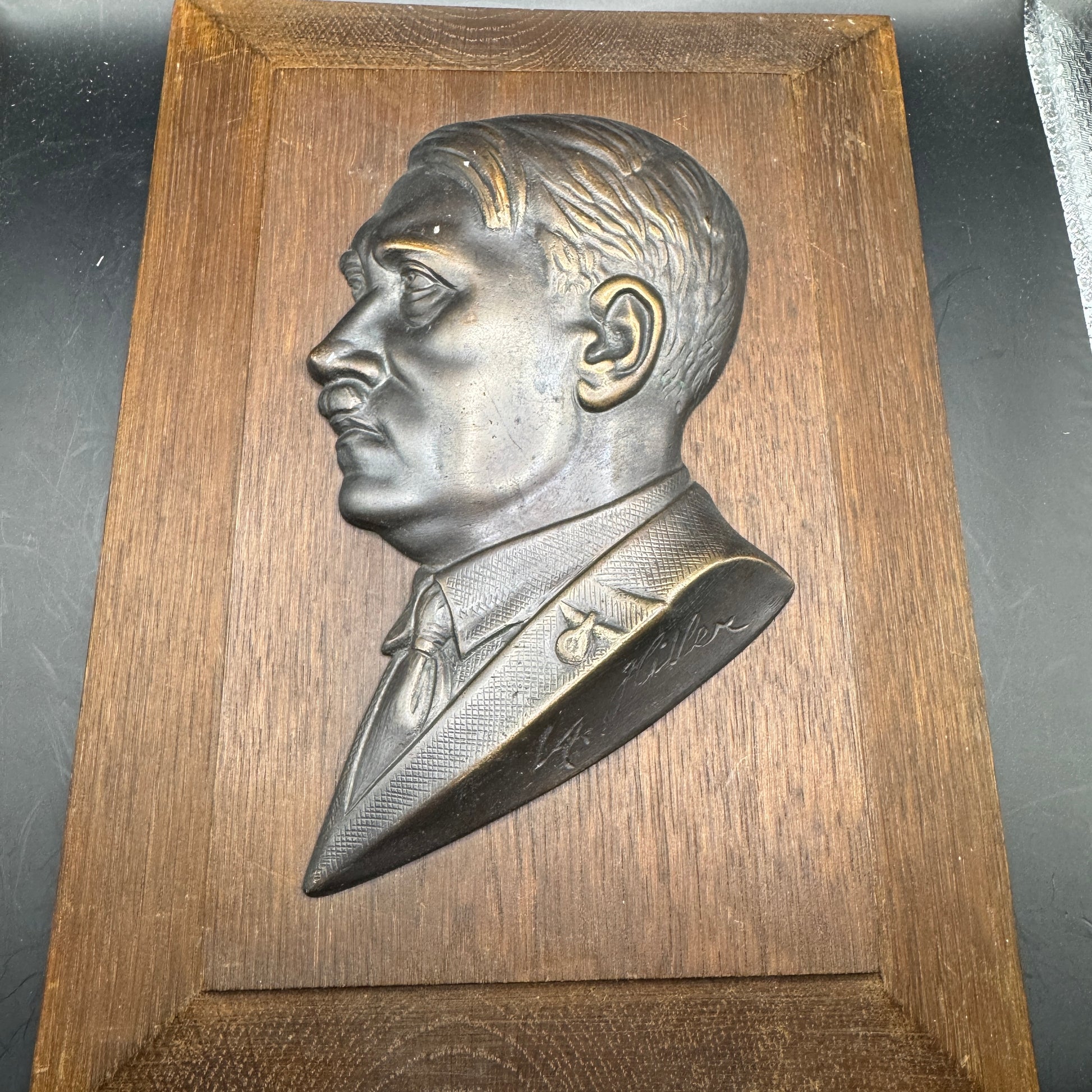 WW2 original artifact – Adolf Hitler bronze wall plaque – AxisArtifacts