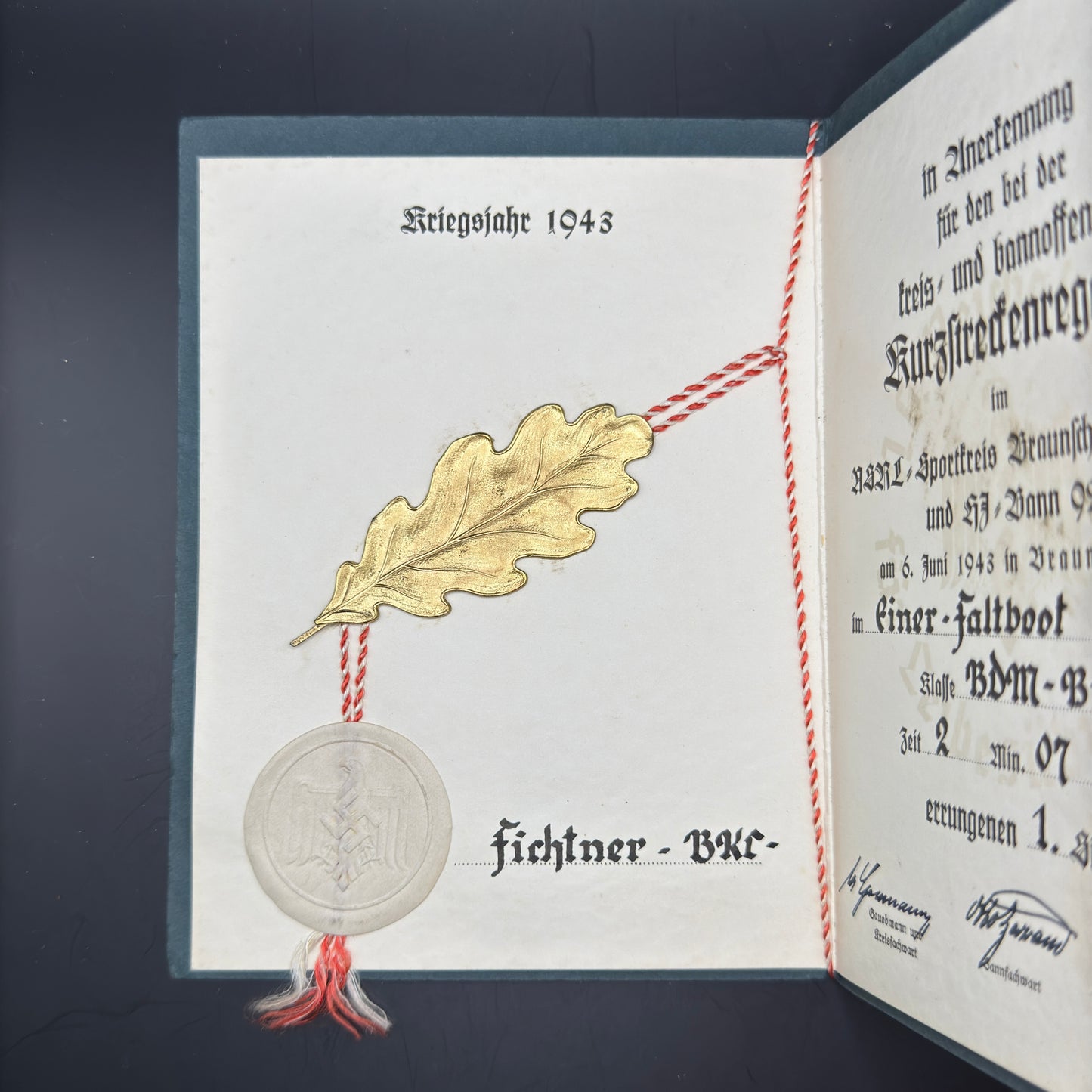 WW2 original artifact – German NSRL Sports Certificate – AxisArtifacts