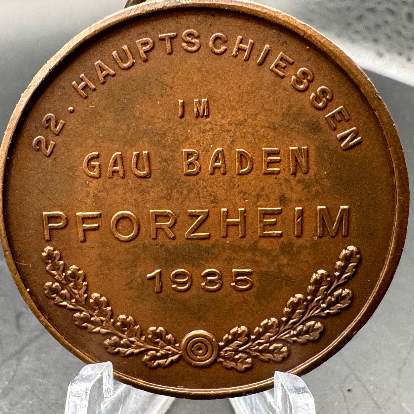 WW2 original artifact – Medal Hauptschiessen Gau Baden Pforzheim 1935 – interior page