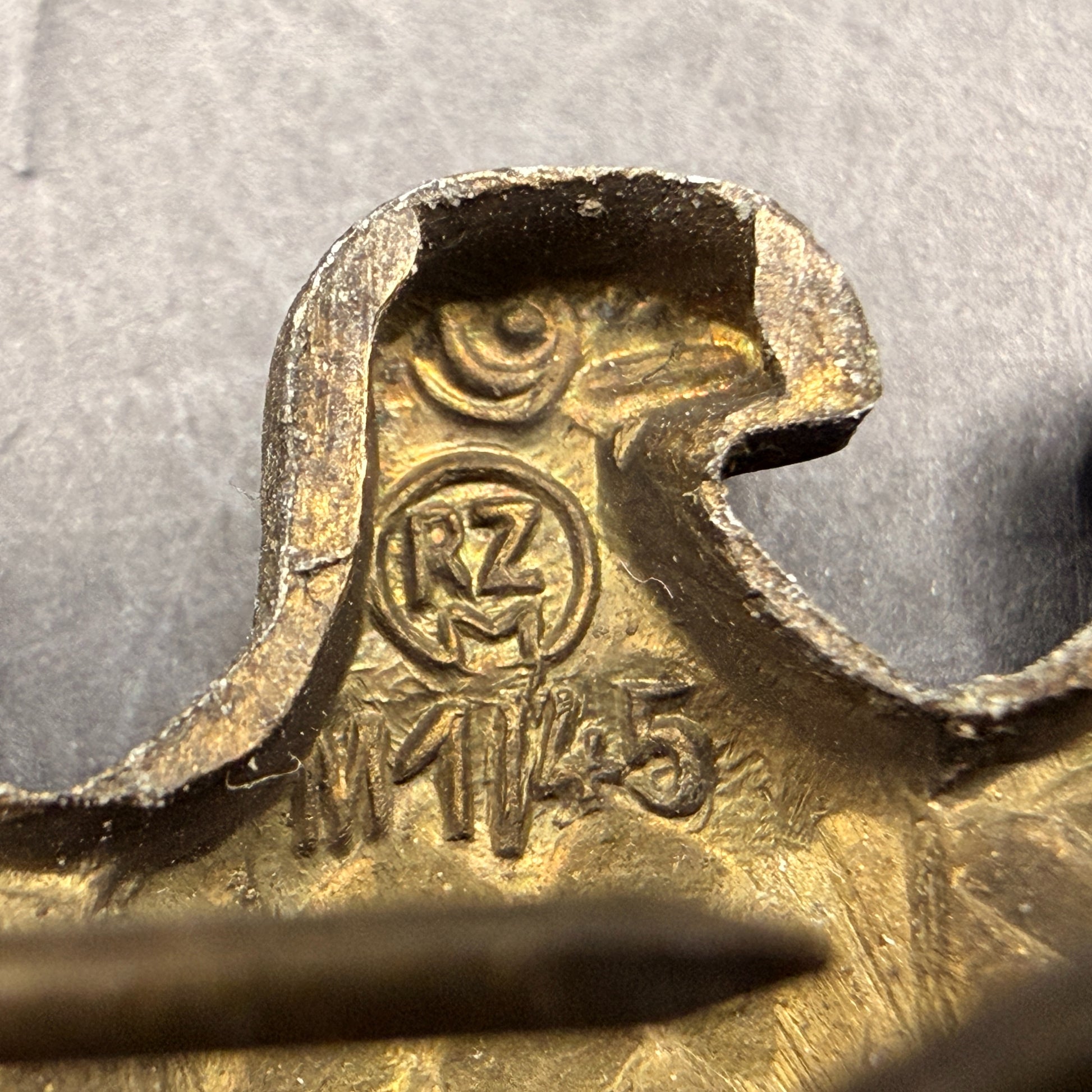 WW2 original artifact – NSDAP Cap Eagle RZM M1/45 Friedrich Linden – interior page