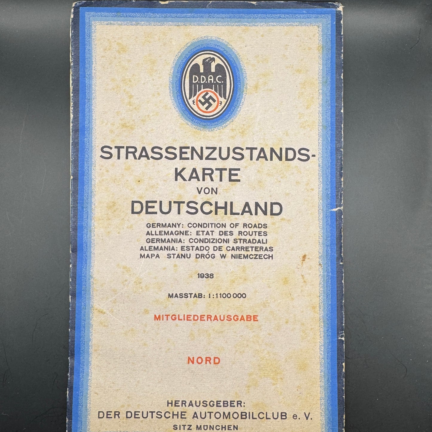 WW2 original artifact – Strassen Zustands Karte DDAC 1938 – AxisArtifacts