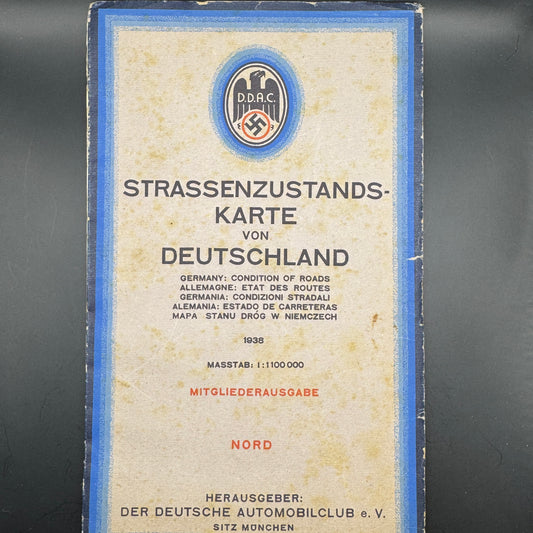 WW2 original artifact – Strassen Zustands Karte DDAC 1938 – AxisArtifacts