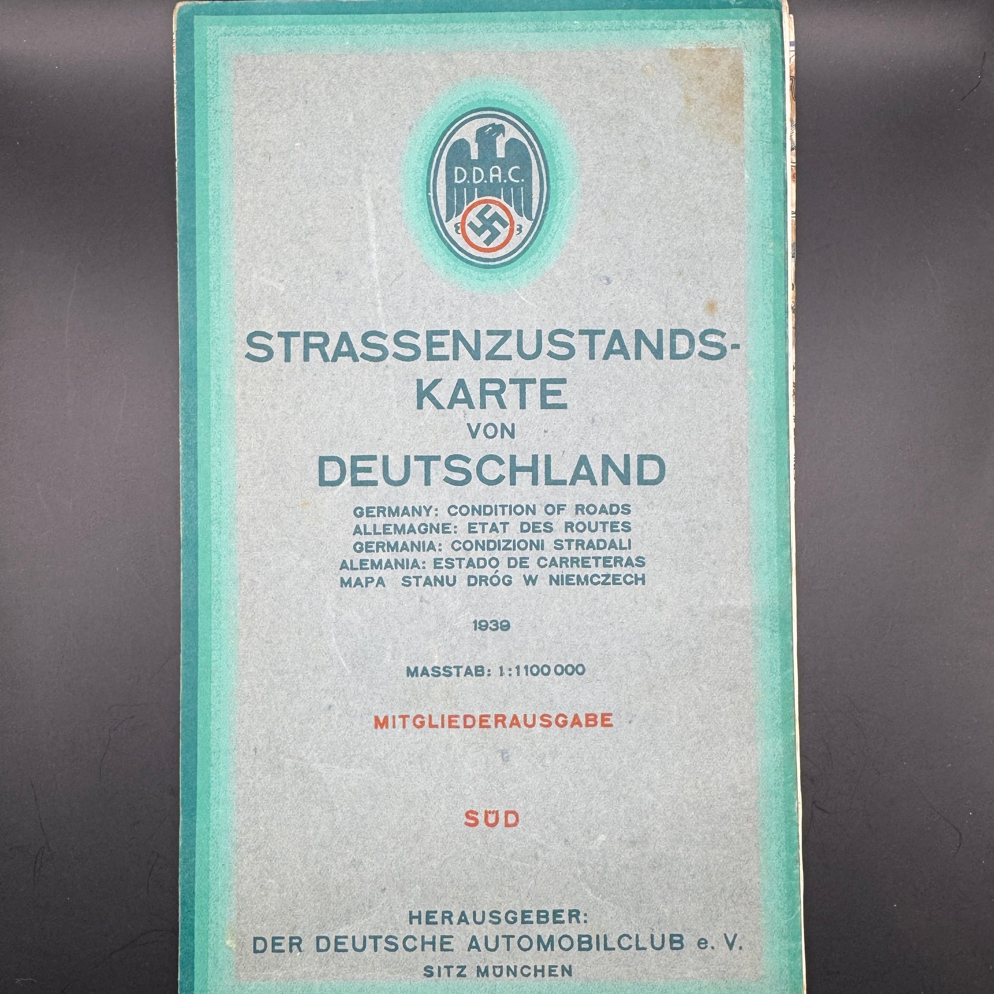 WW2 original artifact – Strassen Zustands Karte DDAC 1939 – interior title page