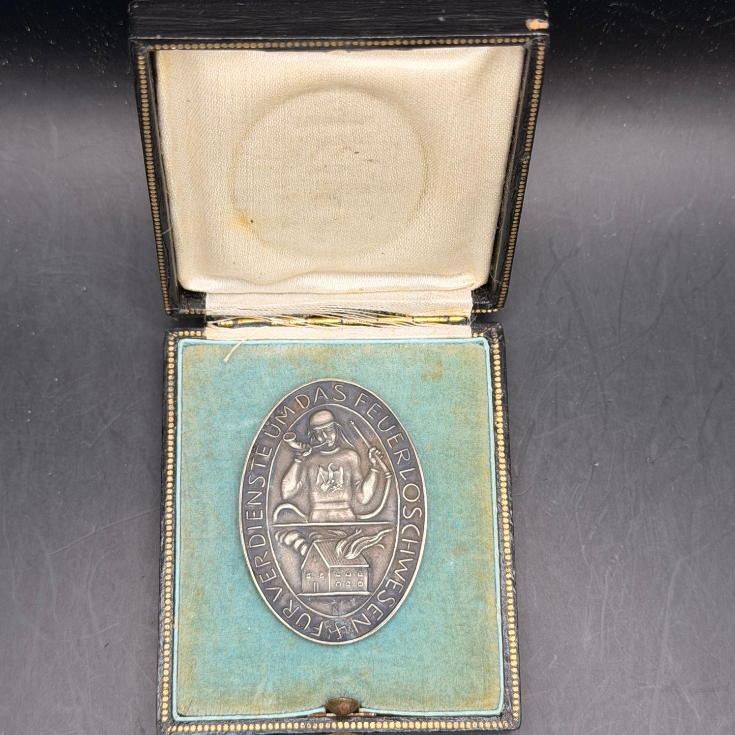 WW2 original artifact – Rare WWII German Silver Medal Für Verdienste um das Feuerlöschwesen – AxisArtifacts