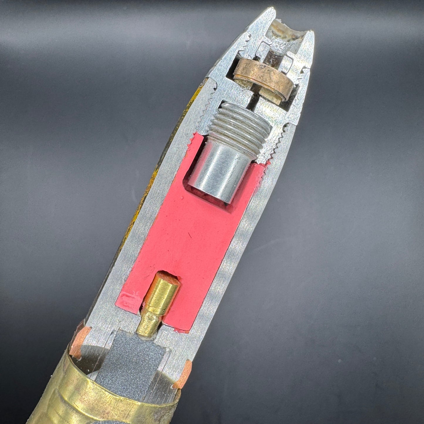 WW2 original artifact – 20mm FLAK High-Explosive Round with Dissected Tracer – interior title page