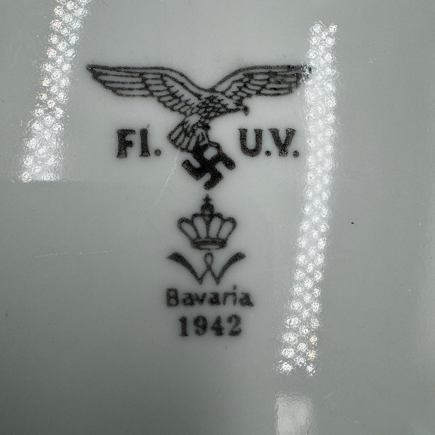 WW2 original artifact – Luftwaffe Messhall Porcelain Salad Bowl 1942 – interior title page