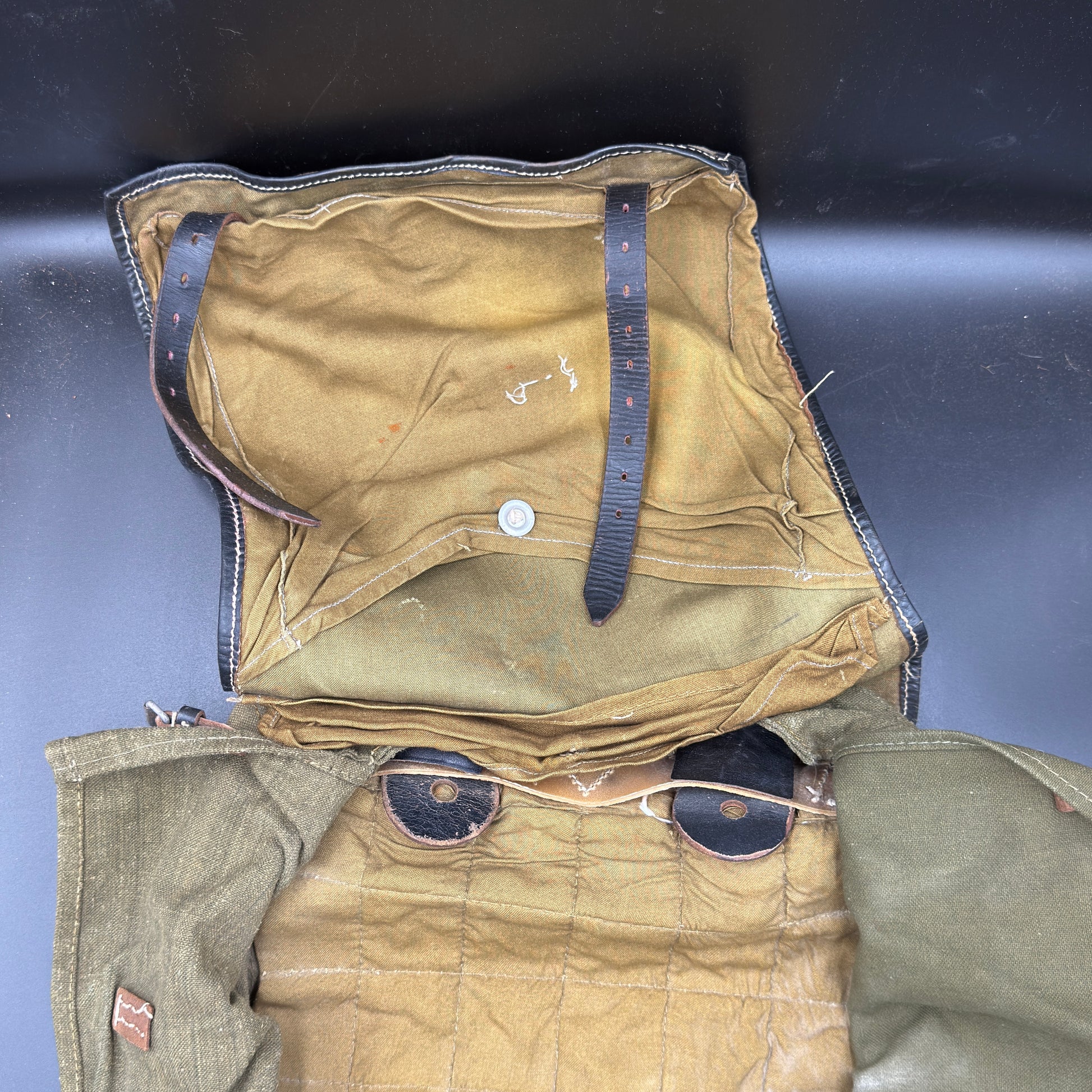 WW2 original artifact – Wehrmacht backpack Tornister by Franz Brehme 1942 – interior title page