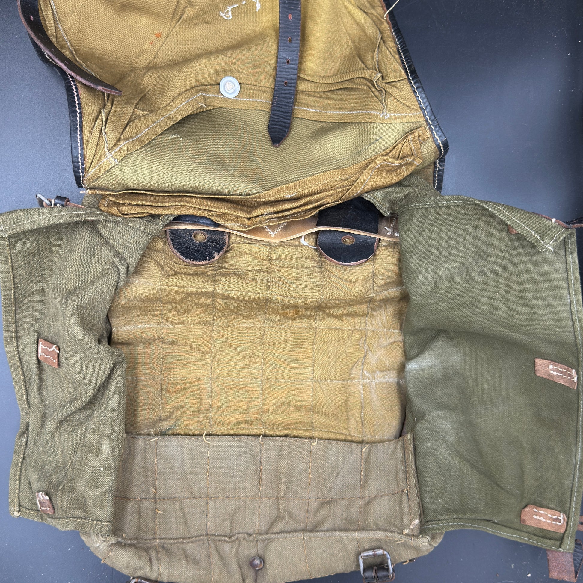 WW2 original artifact – Wehrmacht backpack Tornister by Franz Brehme 1942 – interior page