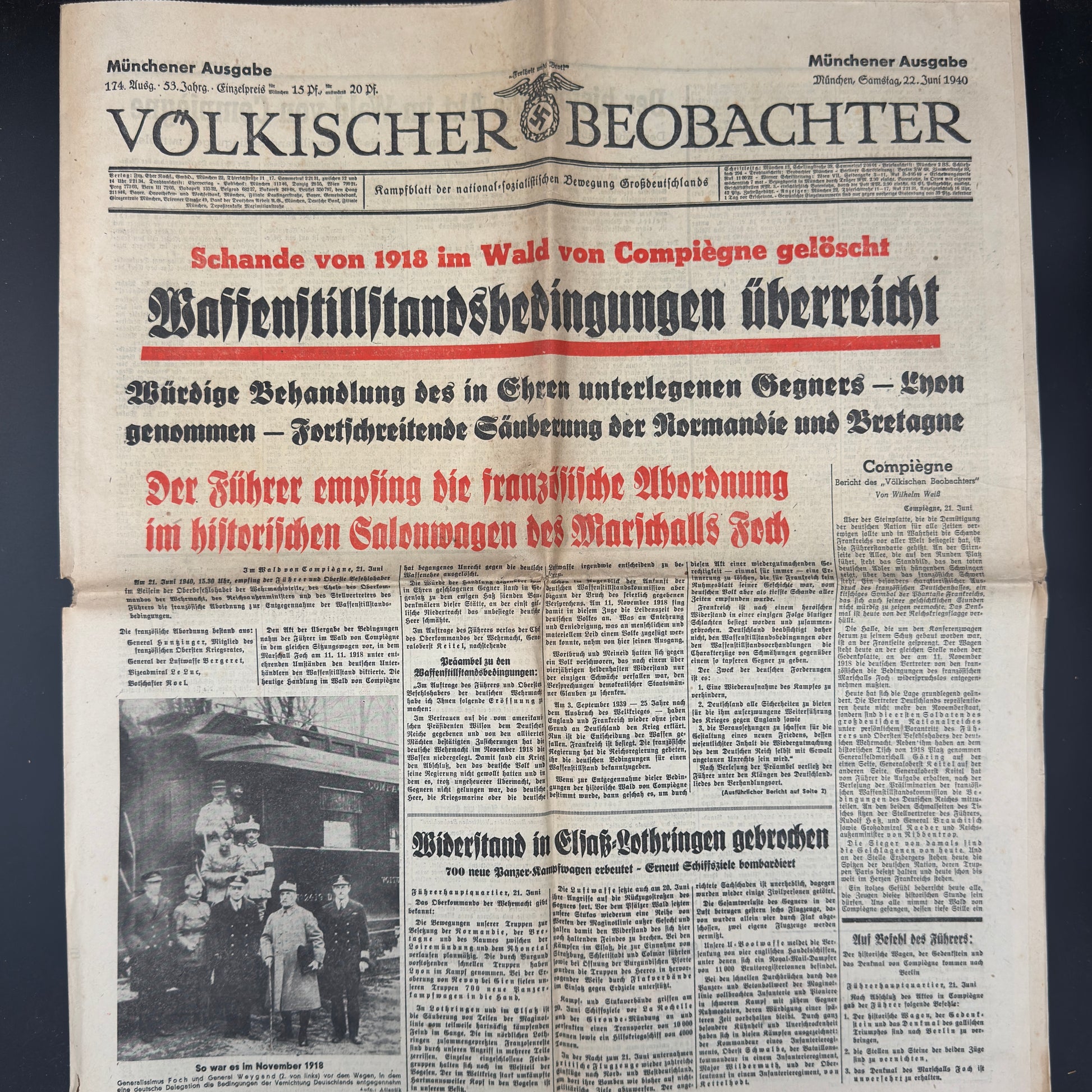 WW2 original artifact – Völkischer Beobachter June 22 1940 – AxisArtifacts