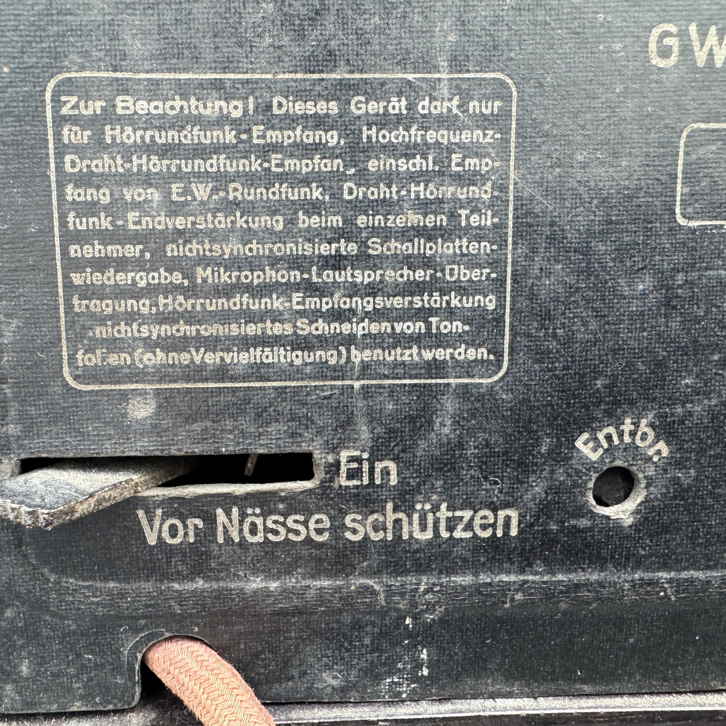 WW2 original artifact – Deutscher Kleinempfänger 1938 – interior page