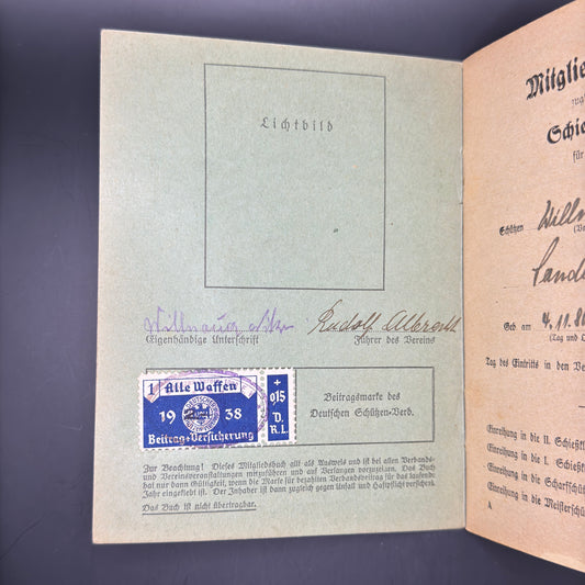 WW2 original artifact – Shooting book (Schiessbuch) 1938 – interior detail