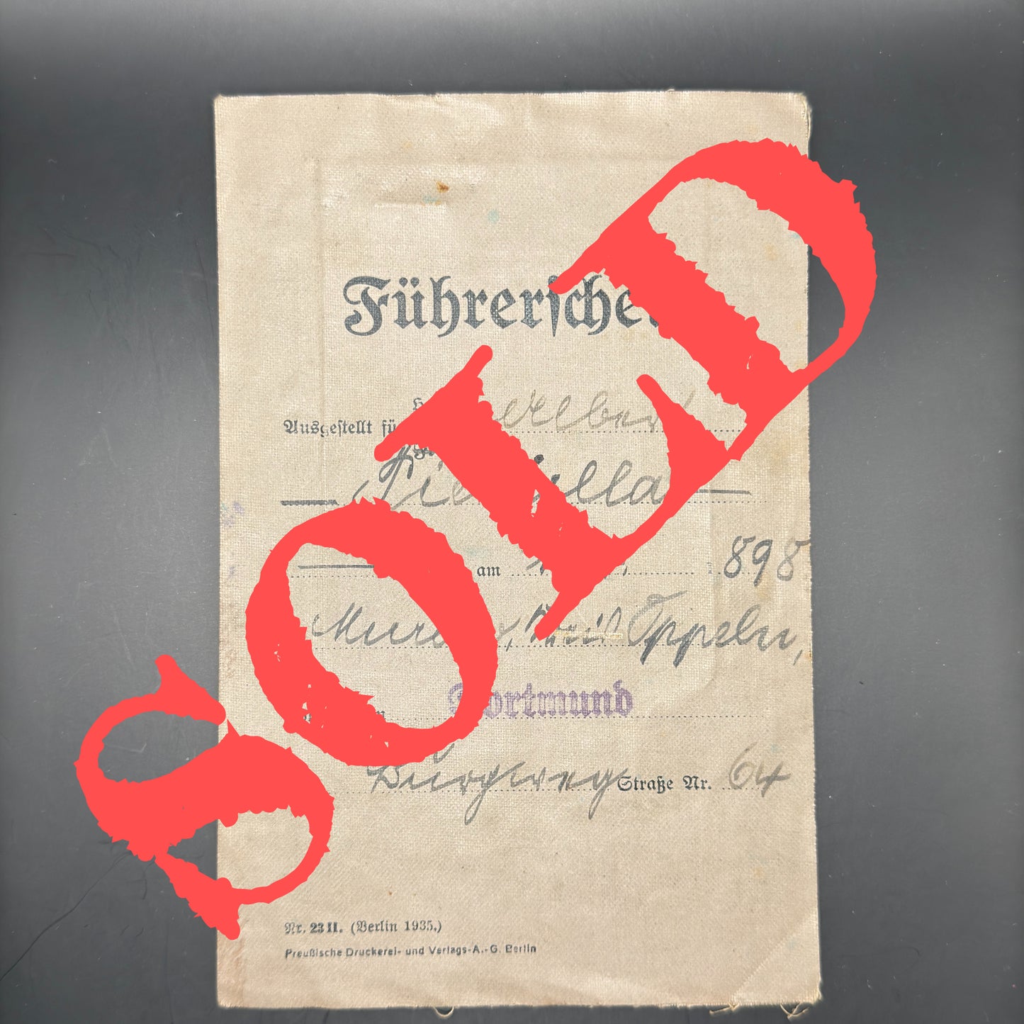 WW2 original artifact – Drivers license from 1935 – AxisArtifacts