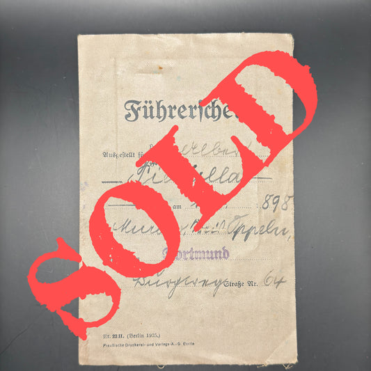 WW2 original artifact – Drivers license from 1935 – AxisArtifacts