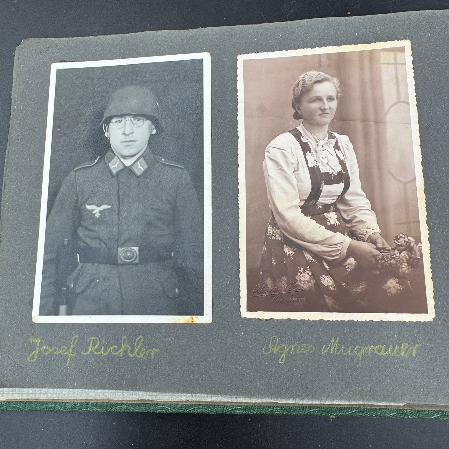 WW2 original artifact – Original WWII German Family Photo Album – Numerous Military Photos – interior detail