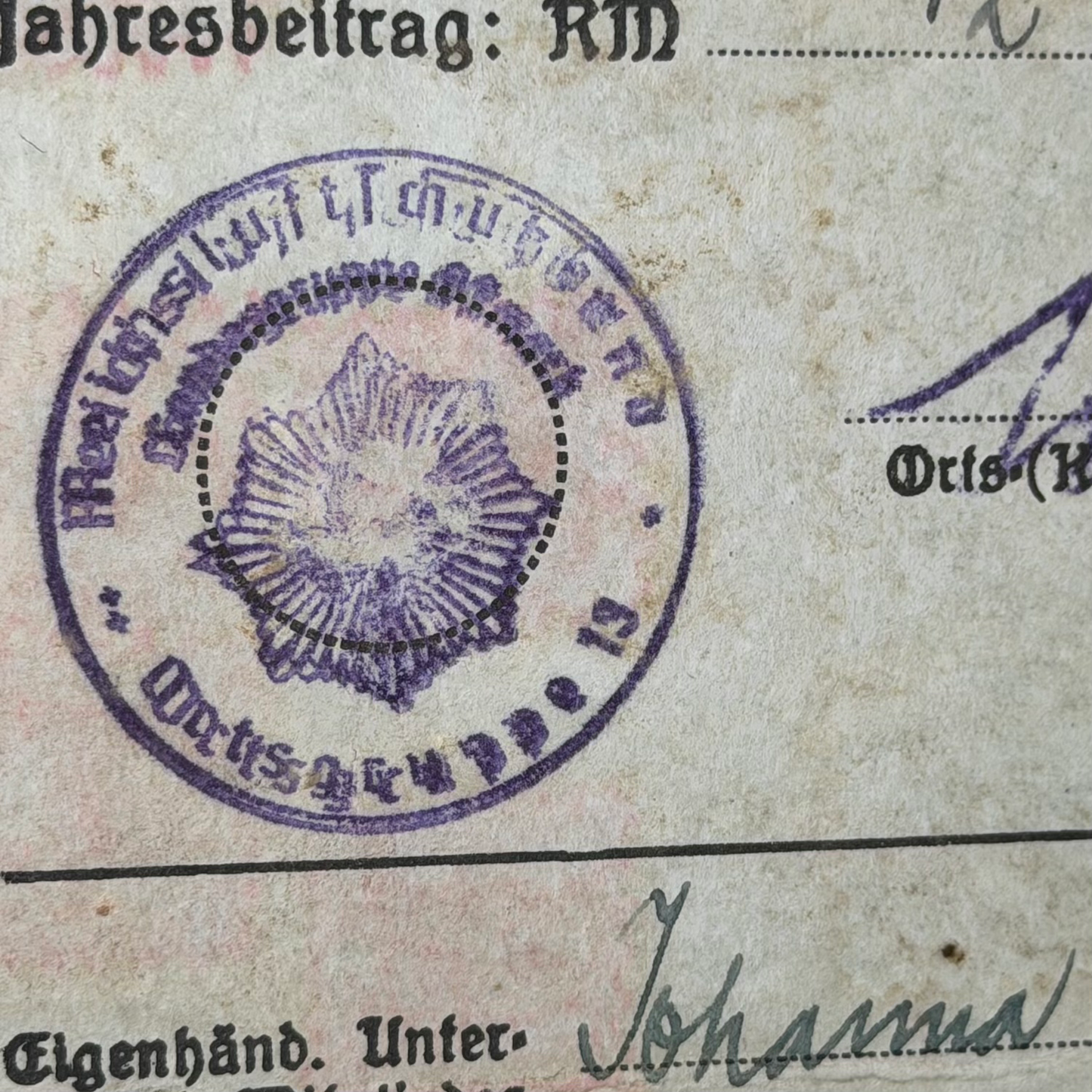 WW2 original artifact – Reichsluftschutzbund (RLB) Membership Booklet (Austria 1939–1944) – interior title page