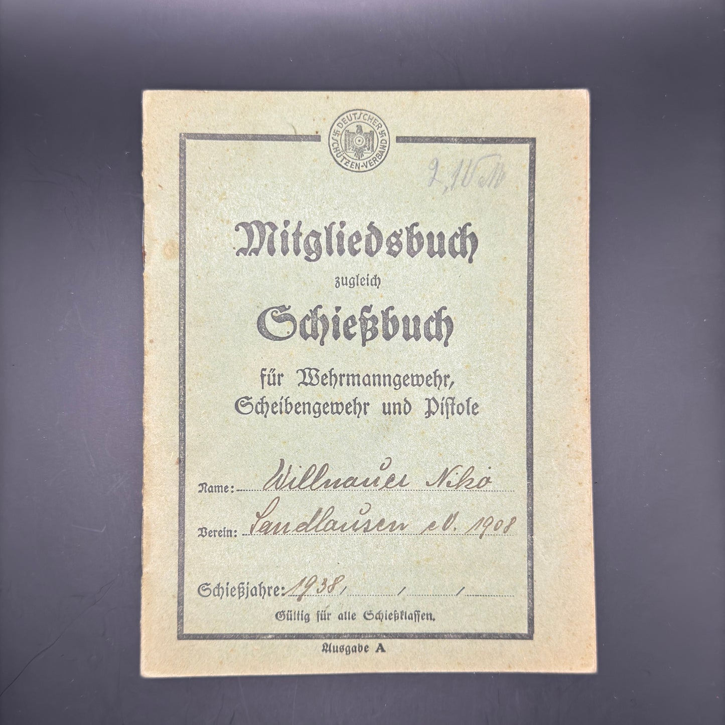 WW2 original artifact – Shooting book (Schiessbuch) 1938 – AxisArtifacts