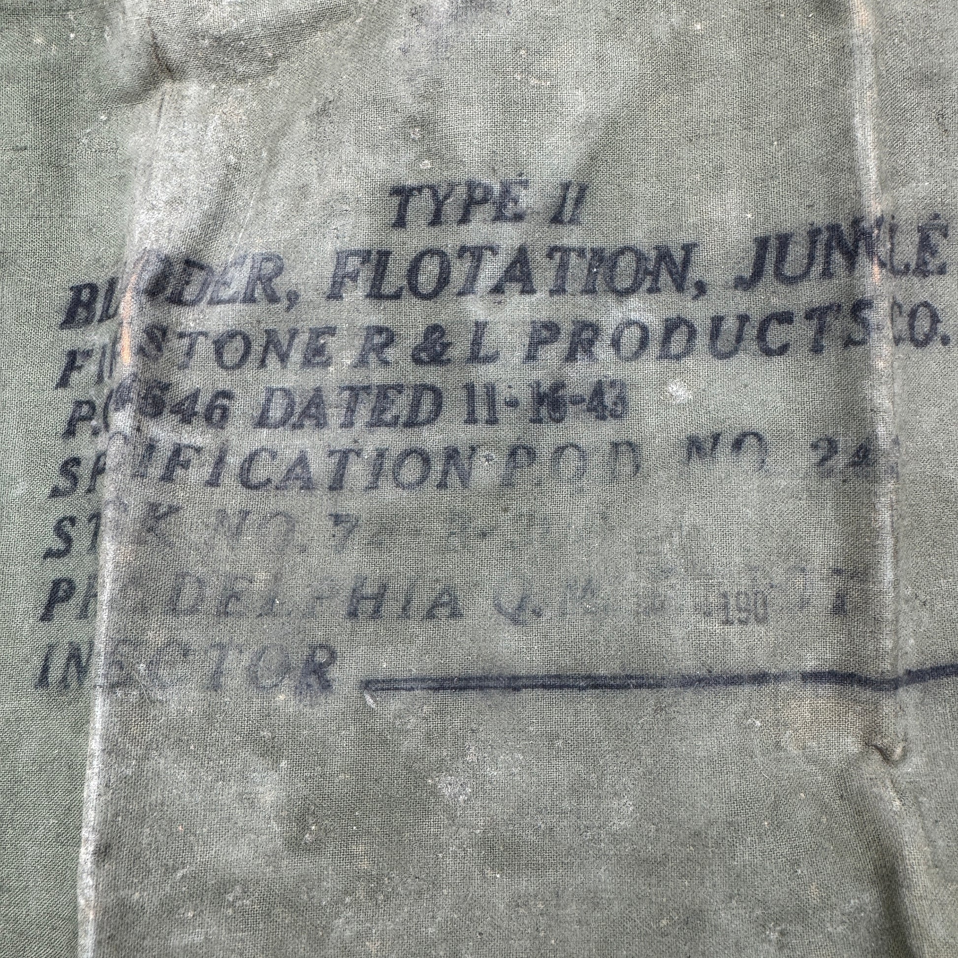 WW2 original artifact – WWII US ARMY JUNGLE FLOTATION BLADDER 1943 – interior title page