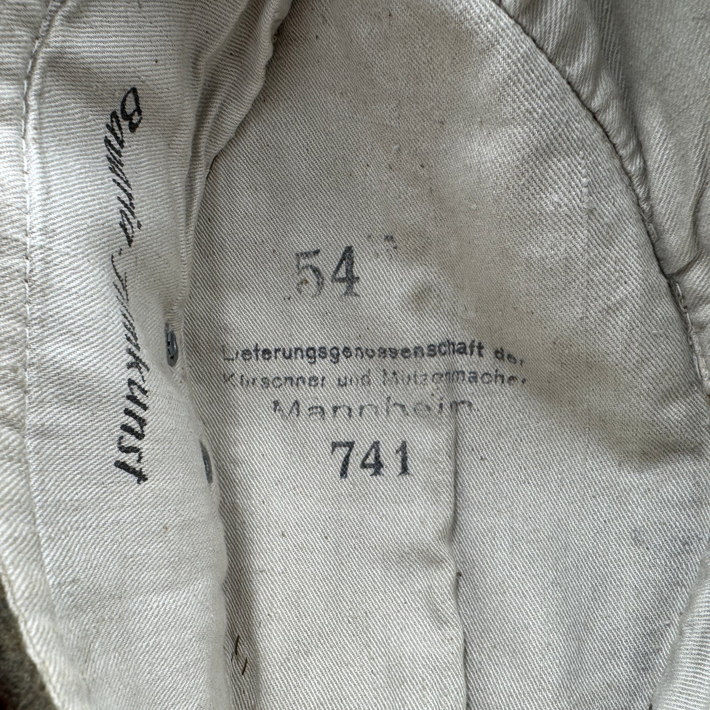 WW2 original artifact – RAD EM/NCO's overseas cap – interior page