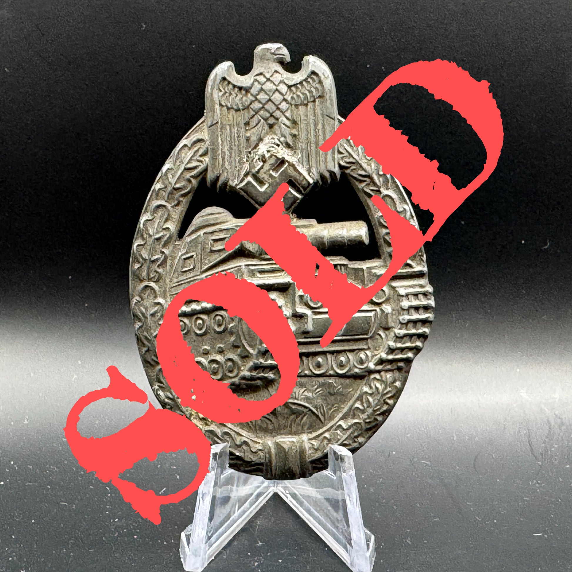 WW2 original artifact – Panzerkampfabzeichen Rudolf Richter Schlag RRS – AxisArtifacts