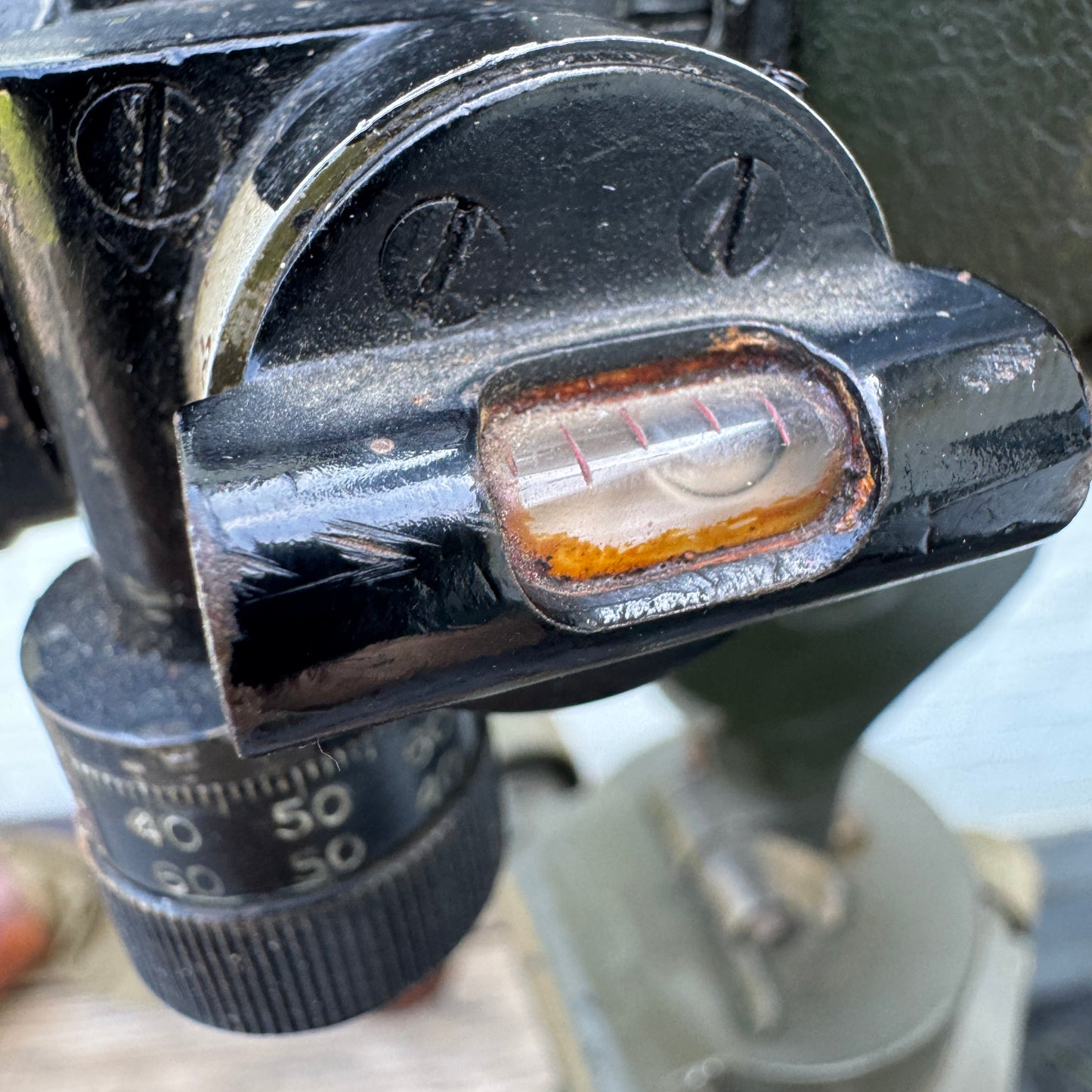 Right ocular of WWII German S.F.14 Z.Gi. periscope showing original reticle