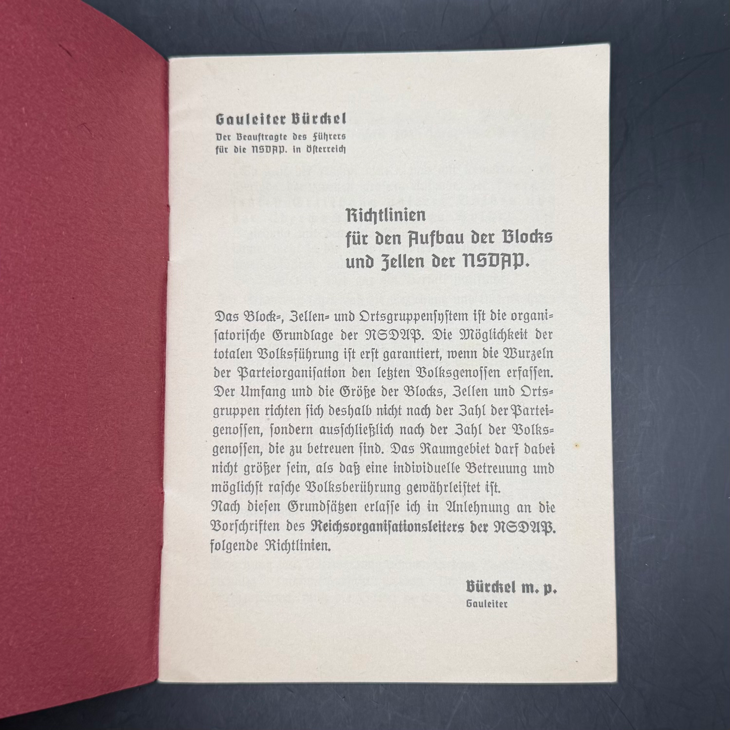 WW2 original artifact – Rare NSDAP Auszug aus dem Block- Zellen- und Ortsgruppenaufbau der NSDAP – interior detail