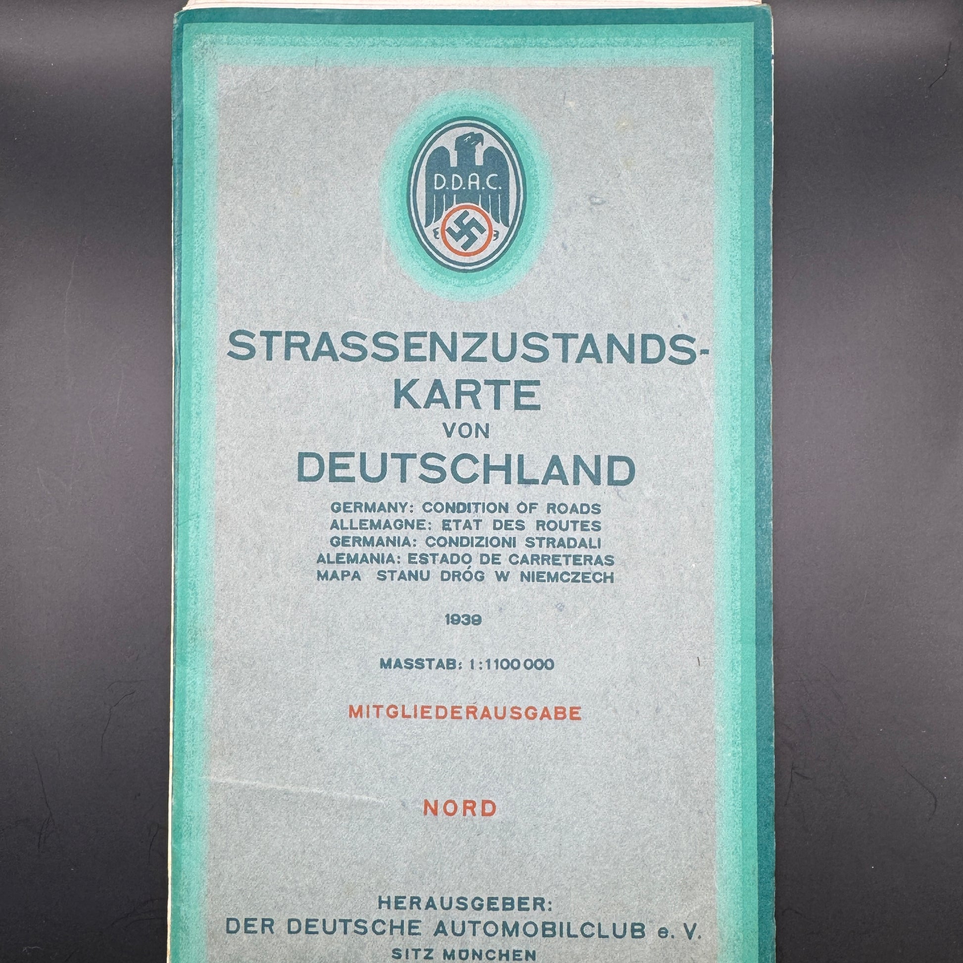 WW2 original artifact – Strassen Zustands Karte DDAC 1939 – AxisArtifacts