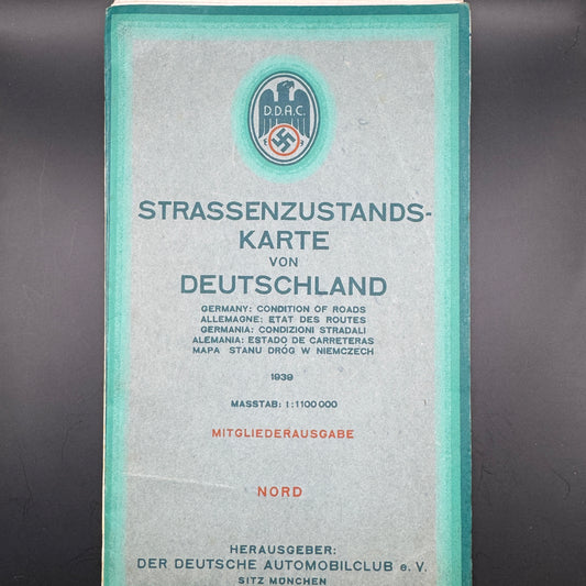 WW2 original artifact – Strassen Zustands Karte DDAC 1939 – AxisArtifacts