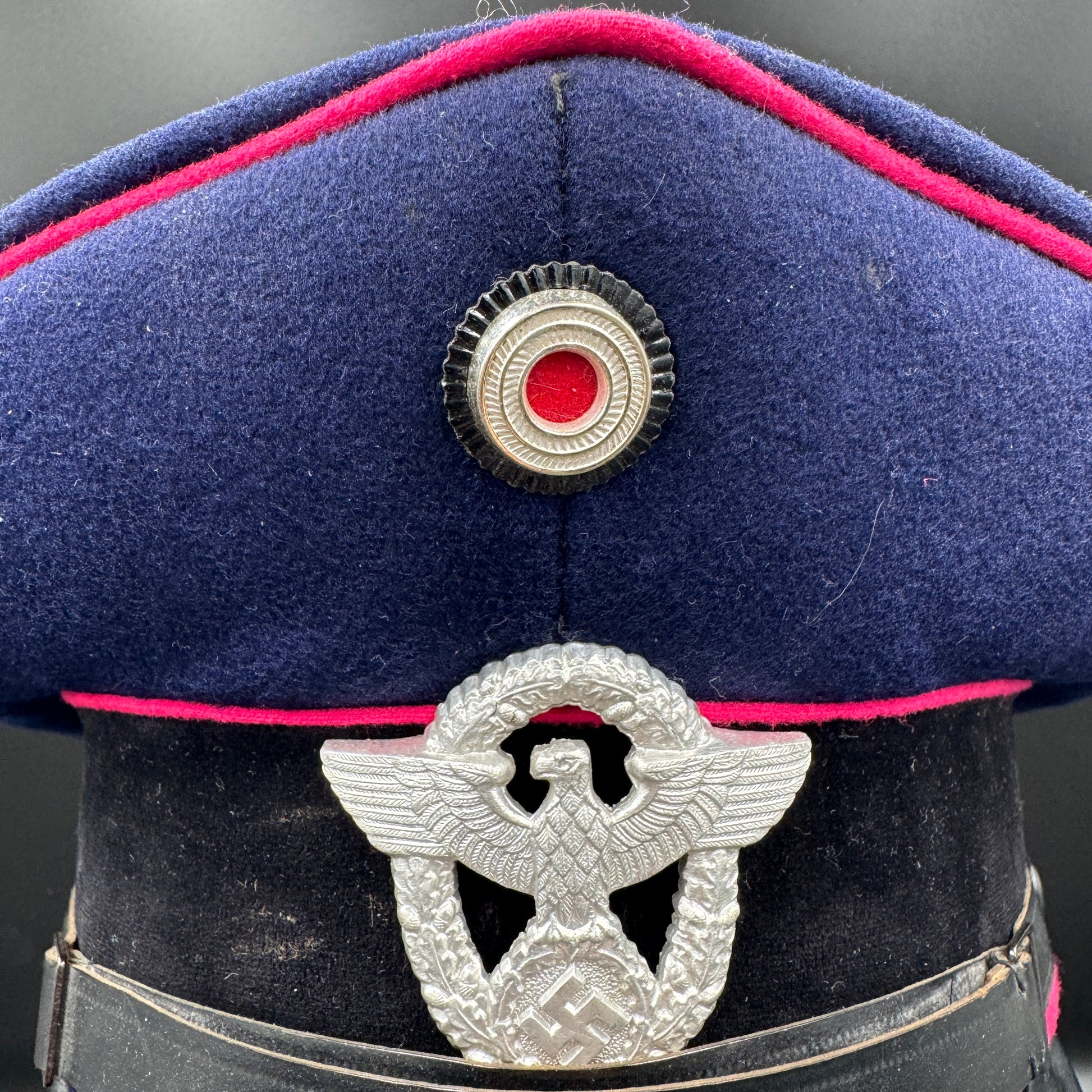 WW2 original artifact – Feuerschutzpolizei (Fire police) EM/NCO visor cap – interior page