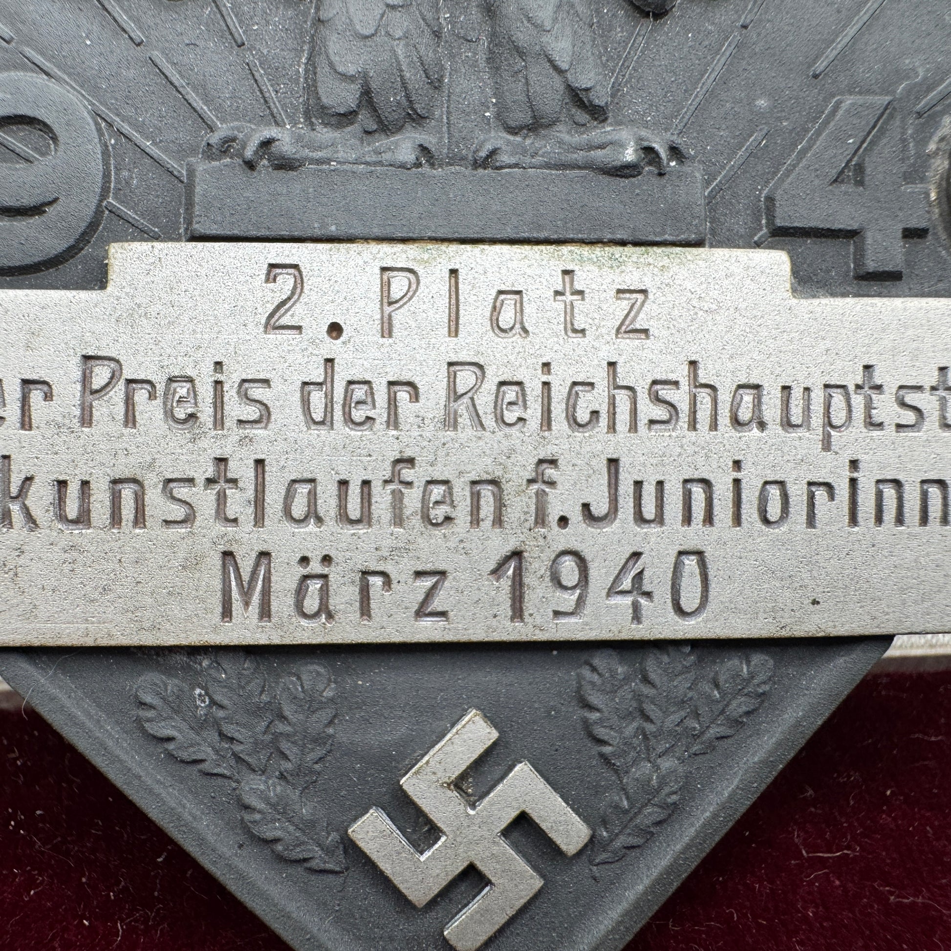 WW2 original artifact – Großer Preis der Reichshauptstadt im Eiskunstlaufen für Juniorinnen, March 1940 – interior title page