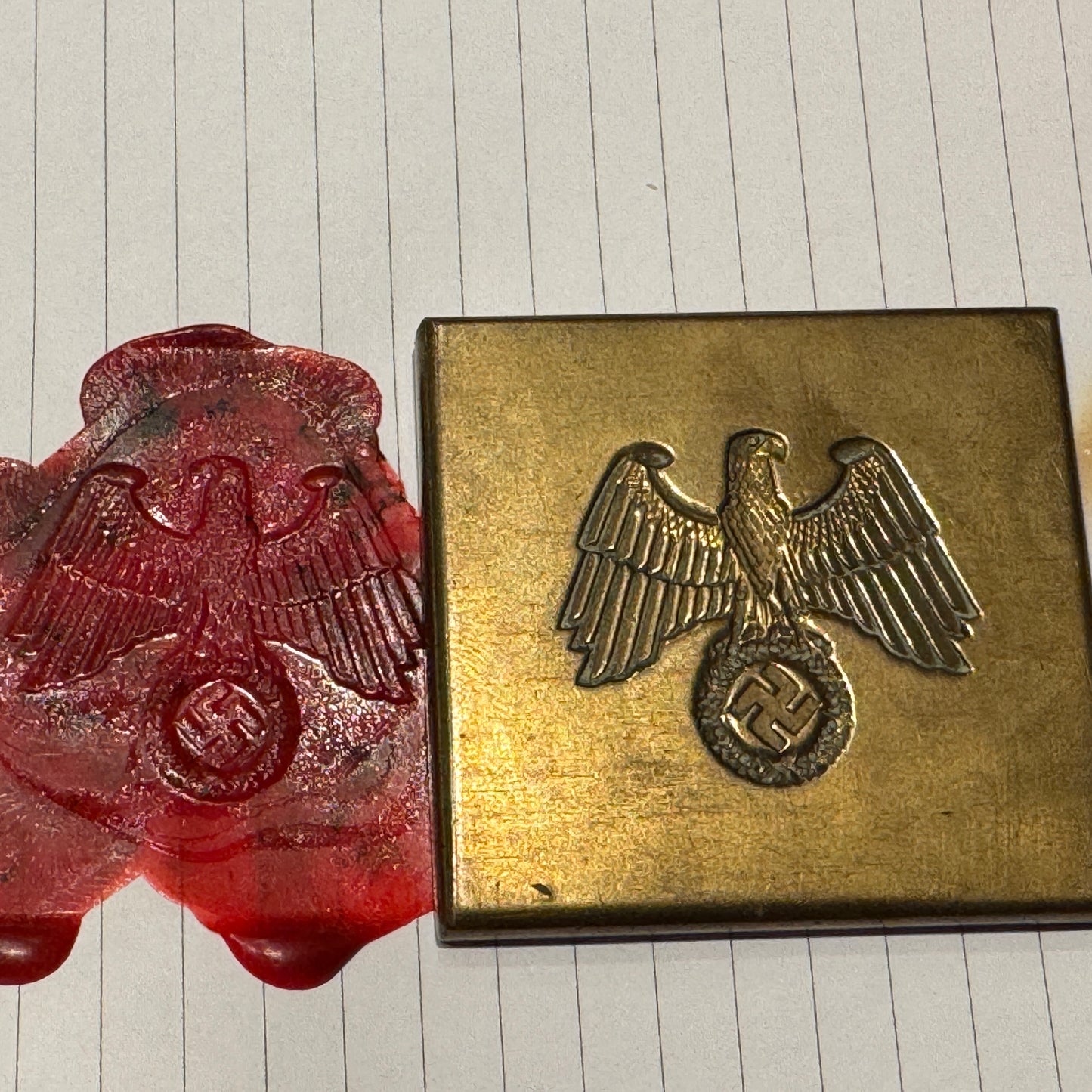 WW2 original artifact – Reichsadler wax seal stamp – interior page