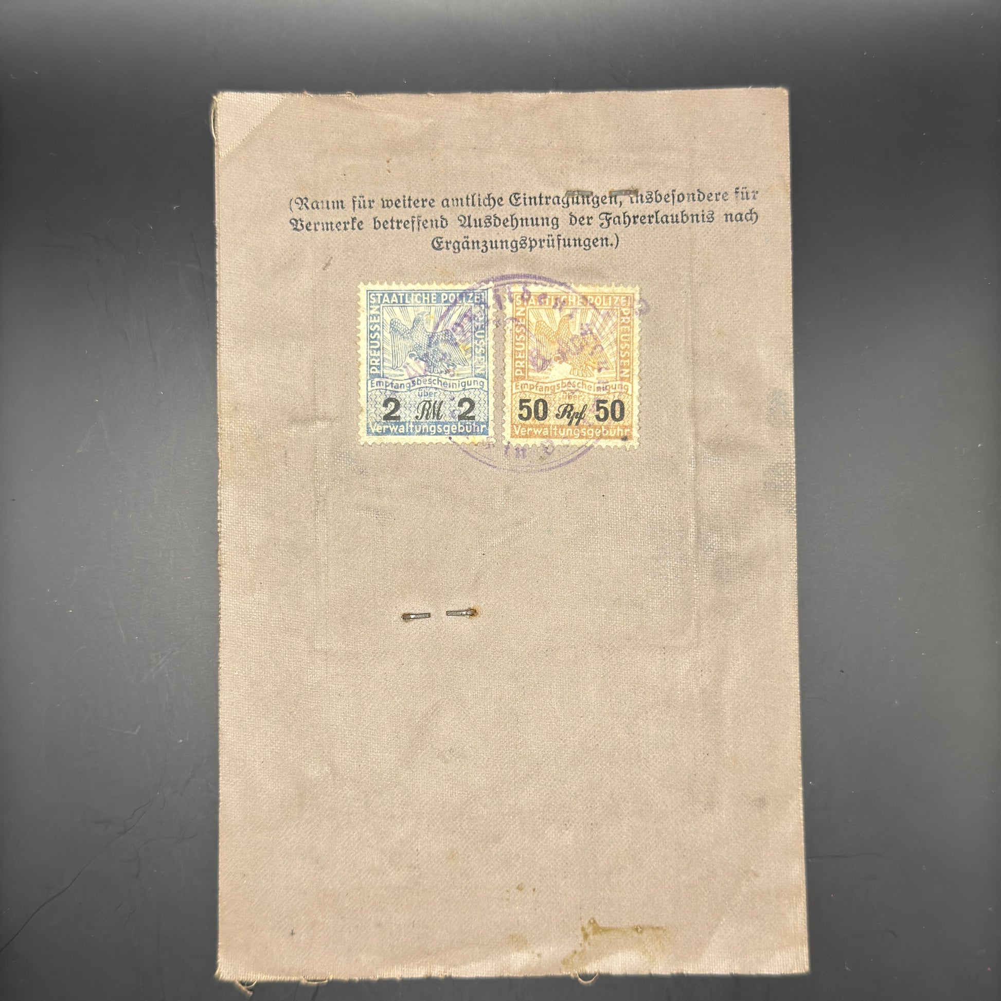 WW2 original artifact – Drivers license from 1935 – interior page