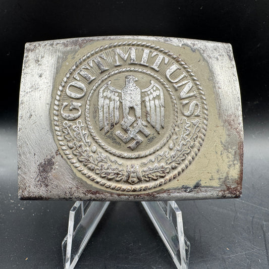 WW2 original artifact – Wehrmacht steel buckle Brüder Schneider – AxisArtifacts