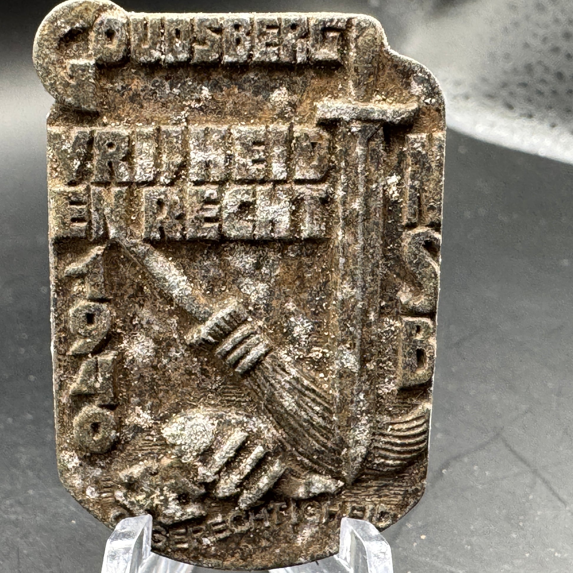 WW2 original artifact – NSB Tinnie – ‘Goudsberg Vrijheid en Recht 1940’ – interior title page